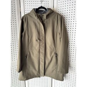 Outdoor Ventures Green Softshell Fleece Lined Hooded Jacket Zip Women's XL